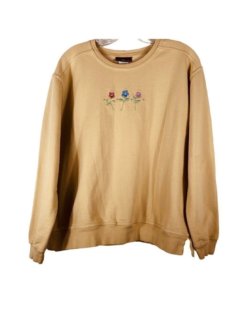 Trilogy Women's Gold Floral Embroidered Sweatshirt Size XL